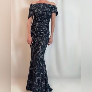 Vince Camuto Black Lace One Shoulder Dress